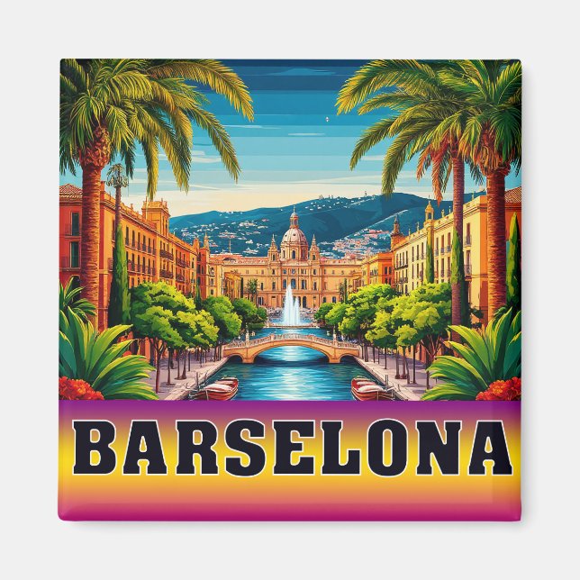 🧲 Barcelona Beach Vacation Memory Spain 🌊 Magnet (Front)
