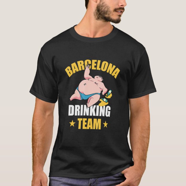 Barcelona Beer Drinking Team    Party Vacation T-Shirt (Front)
