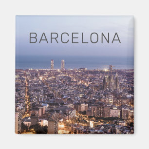 Barcelona Catalonia Sunset Skyline Spain Cityscape Magnet
