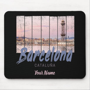 Barcelona Catalonia sunset Skyline Spain vintage Mouse Pad