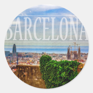 Barcelona city classic round sticker