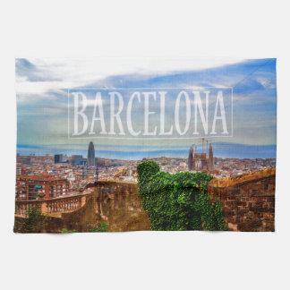 Barcelona city tea towel