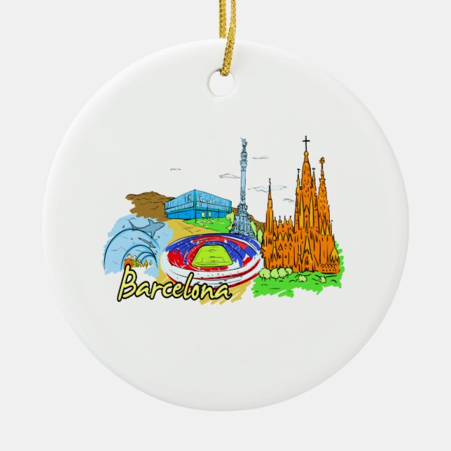 barcelona city travel image.png ceramic tree decoration (Front)