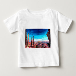Barcelona City View And Sagrada Familia Baby T-Shirt