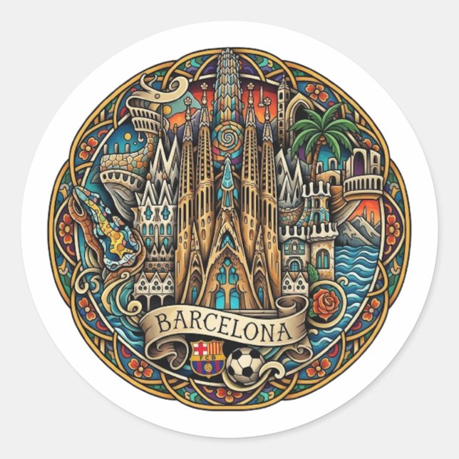 BARCELONA CLASSIC ROUND STICKER (Front)