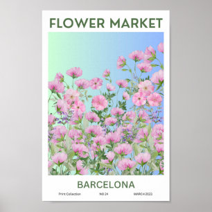 Barcelona Colourful Flower Market  Poster