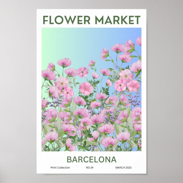 Barcelona Colourful Flower Market  Poster (Front)