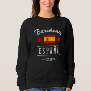 Barcelona Espana Spain Est Souvenir Flag Map Vacat Sweatshirt