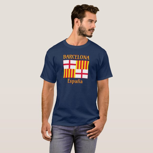 Barcelona flag in red white and yellow T-Shirt (Front Full)