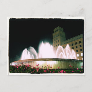 Barcelona Fountain - Placa de Catalunya - Postcard