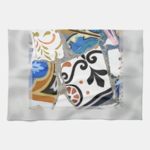 Barcelona Gaudi Mosaics Close Up Tea Towel