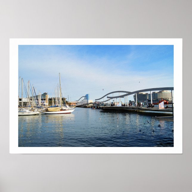 Barcelona harbour Spain Poster (Front)