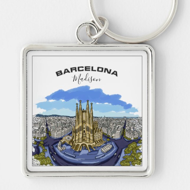 Barcelona Illustration custom name key chains (Front)