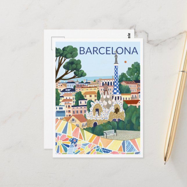 Barcelona Illustration Postcard (Front/Back In Situ)