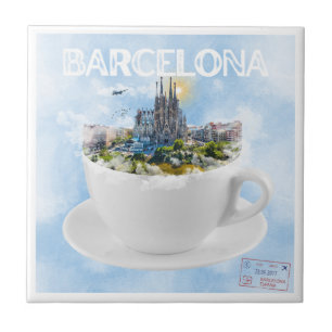Barcelona in a Teacup – Sagrada Familia Skyline Ceramic Tile