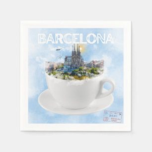 Barcelona in a Teacup – Sagrada Familia Skyline Napkin