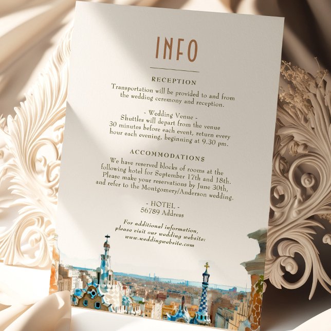 Barcelona Insert INFO Details Spain Wedding Invitation (Creator Uploaded)