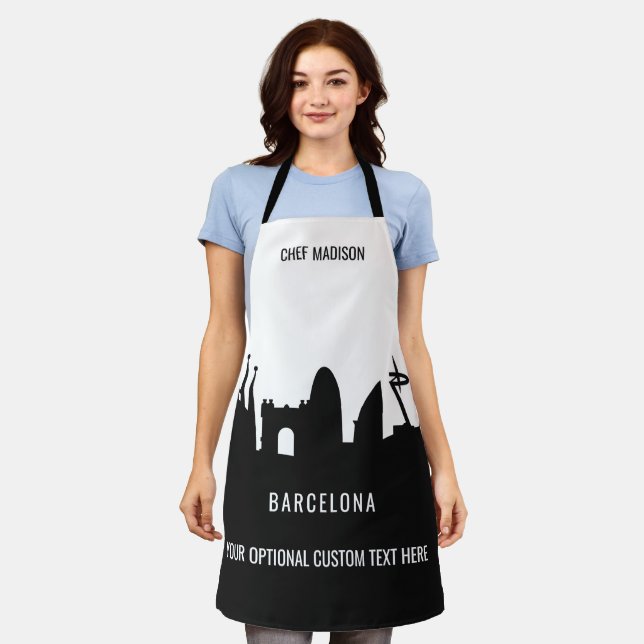 Barcelona Landmarks custom name & text Apron (Worn)