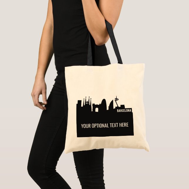 Barcelona Landmarks custom text tote bags (Front (Product))