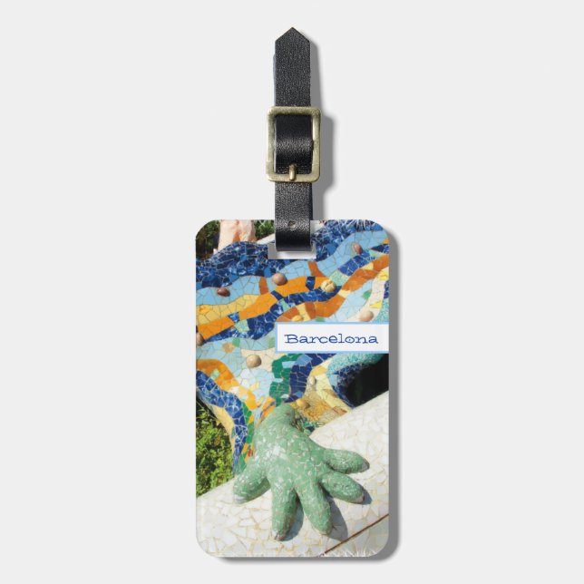 Barcelona Lizard Hand Mosaics Luggage Tag (Front Vertical)