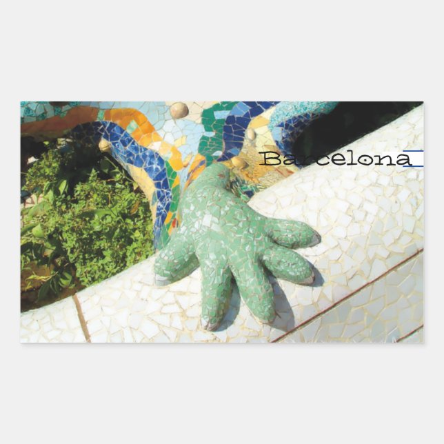 Barcelona Lizard Hand Mosaics Rectangular Sticker (Front)