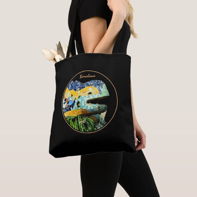 Barcelona Lizard & Park Guell, Catalonia / Gaudi Tote Bag (Close Up)