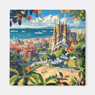 Barcelona, Park Guell, Sagrada Familia, Imán, Souv Magnet