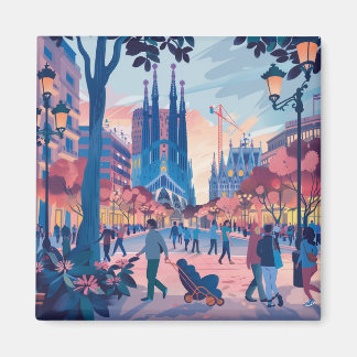 Barcelona, Park Guell, Sagrada Familia, Souvenir Magnet
