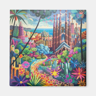Barcelona, Park Guell, Sagrada Familia, Souvenir Magnet