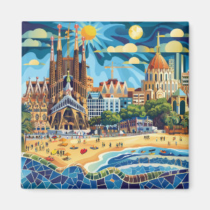 Barcelona, Park Guell, Sagrada Familia, Souvenir Magnet