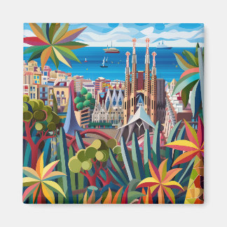 Barcelona, Park Guell, Sagrada Familia, Souvenir Magnet