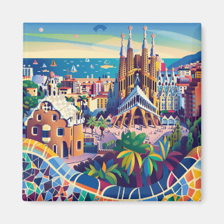 Barcelona, Park Guell, Sagrada Familia, Souvenir Magnet