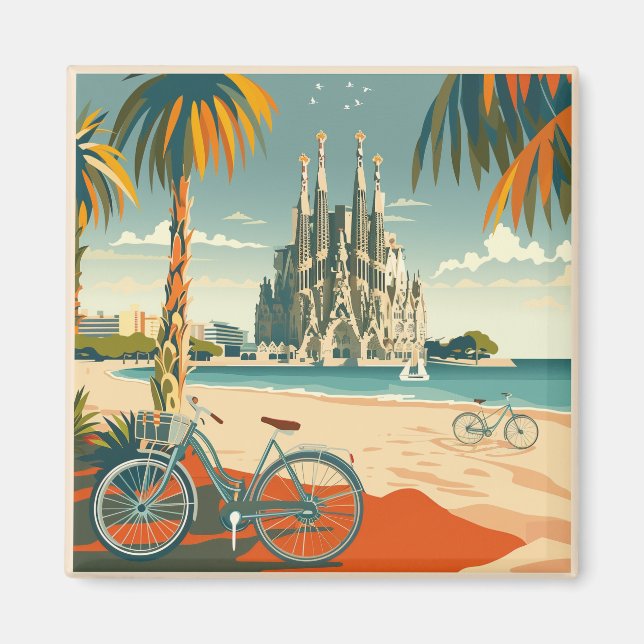 Barcelona, Park Guell, Sagrada Familia, Souvenir Magnet (Front)