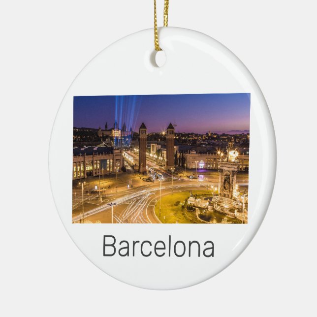 Barcelona Plaza de Espana Catalonia Spain Sunset Ceramic Ornament (Left)