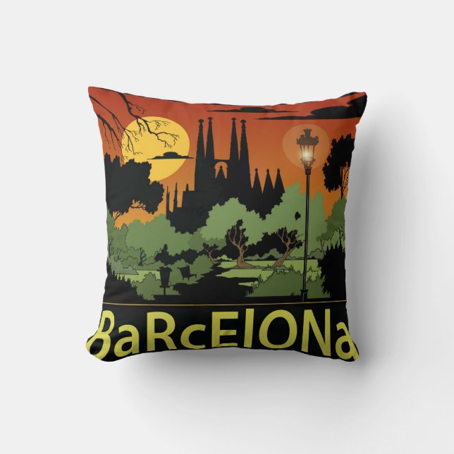Barcelona Polyester Throw Pillow 16" x 16" (Front)