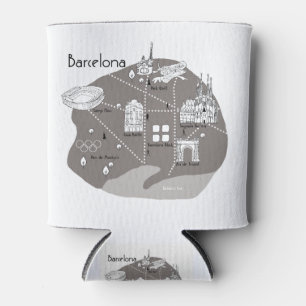 Barcelona Poster gray Can Cooler