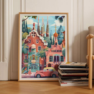 Barcelona Print Barcelona Illustration Spain Trave