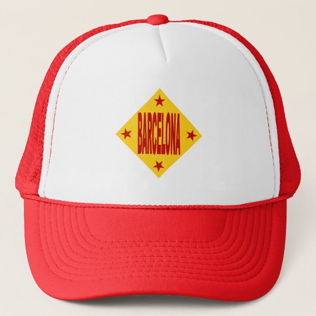 BARCELONA red white trucker cap (Front)