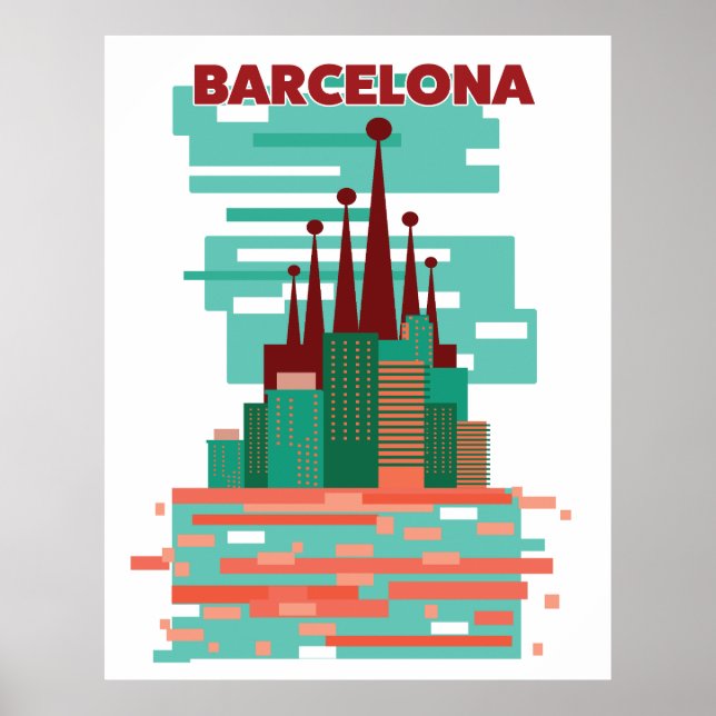 Barcelona retro Travel poster (Front)