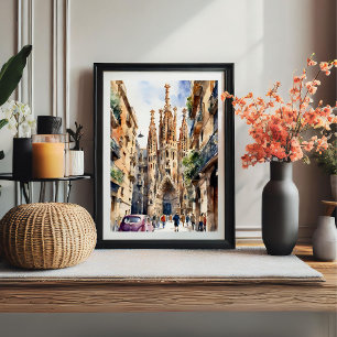 Barcelona Sagrada De Familia Watercolor Poster