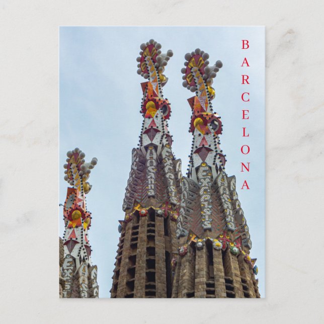 Barcelona Sagrada Familia steeples view postcard (Front)