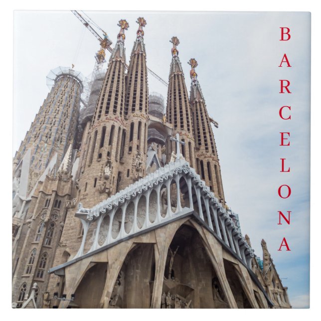 Barcelona Sagrada Familia view ceramic tile (Front)