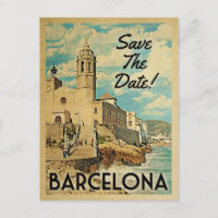 Barcelona Save The Date Vintage Spain