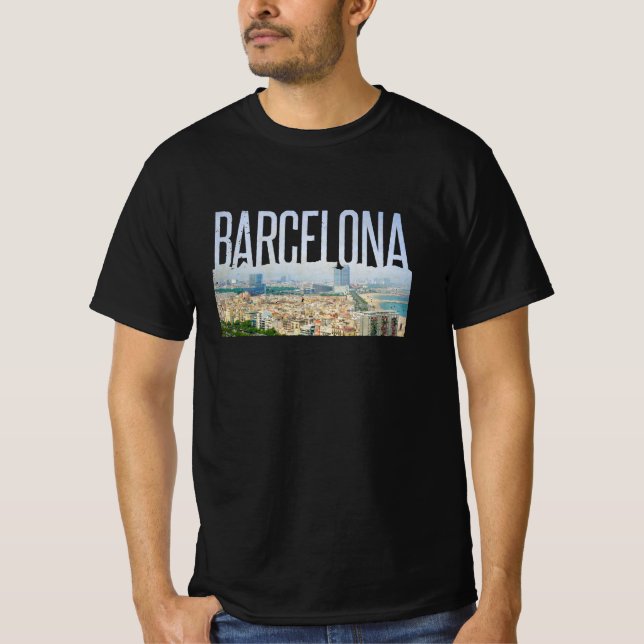 Barcelona Simplistic Travel Outline T-Shirt (Front)