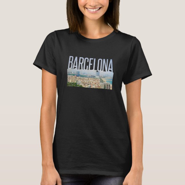 Barcelona Simplistic Travel Outline T-Shirt (Front)