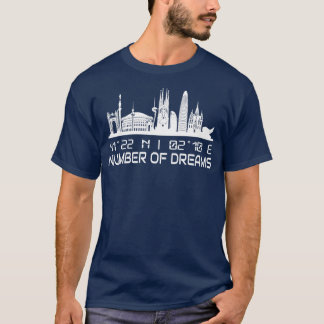 Barcelona Skyline GPS Coordinates City T-Shirt
