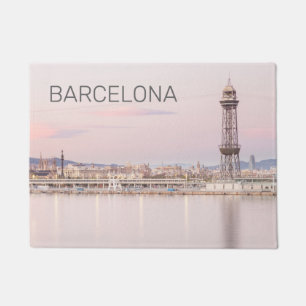 Barcelona Skyline Sunset Catalanonia Spain Doormat