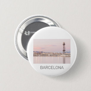 Barcelona Skyline Sunset Catalanonia Spain Luggage 6 Cm Round Badge