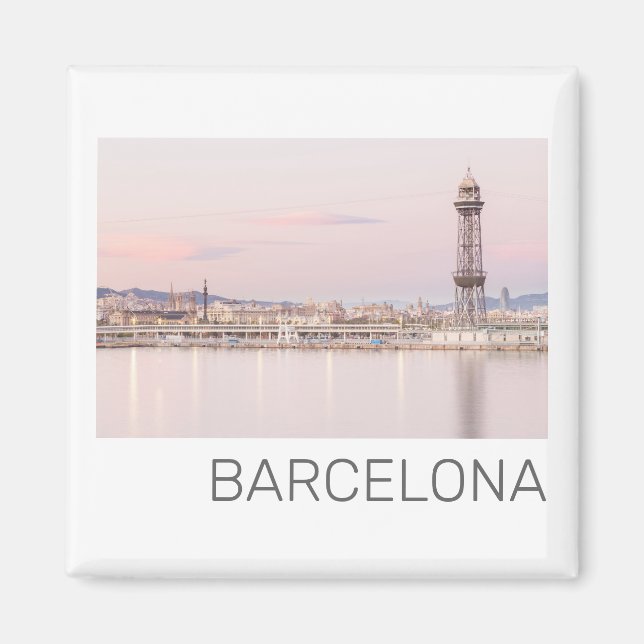 Barcelona Skyline Sunset Catalanonia Spain Luggage Magnet (Front)
