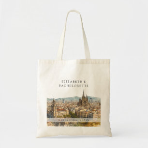 Barcelona Skyline Watercolor Bachelorette Weekend Tote Bag